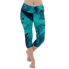 Background Texture Pattern Blue Lightweight Velour Capri Yoga Leggings by Wegoenart