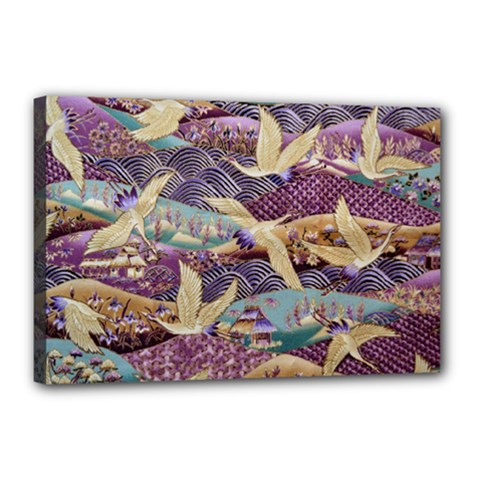 Textile Fabric Cloth Pattern Canvas 18  X 12  (stretched) by Wegoenart