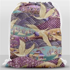 Textile Fabric Cloth Pattern Drawstring Bag (large) by Wegoenart