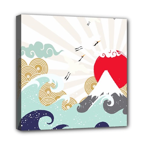 Mountain Sun Japanese Illustration Mini Canvas 8  X 8  (stretched) by Vaneshart