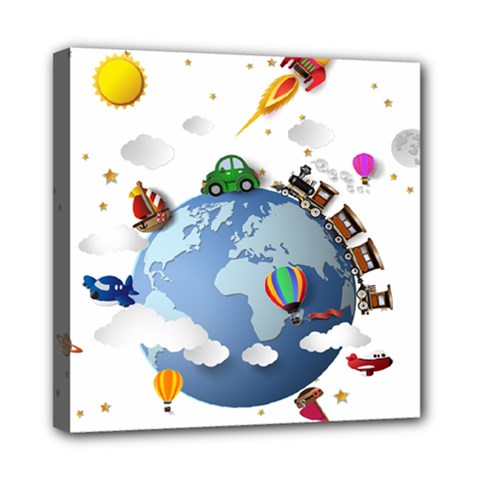 Earth Rocket Vector Earth Mini Canvas 8  X 8  (stretched) by Vaneshart