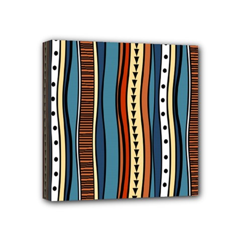 Stripes Hand Drawn Tribal Colorful Background Pattern Mini Canvas 4  X 4  (stretched) by Vaneshart