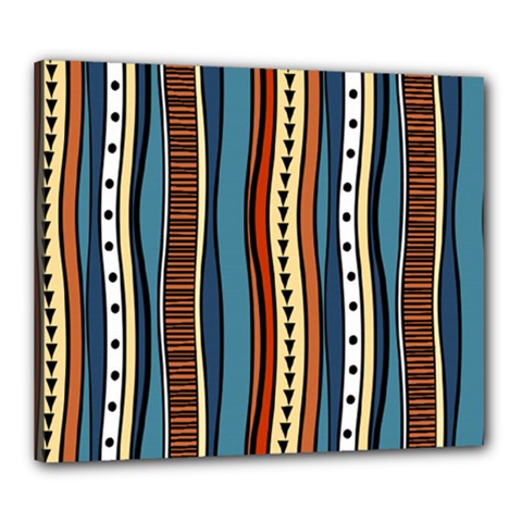 Stripes Hand Drawn Tribal Colorful Background Pattern Canvas 24  X 20  (stretched) by Vaneshart