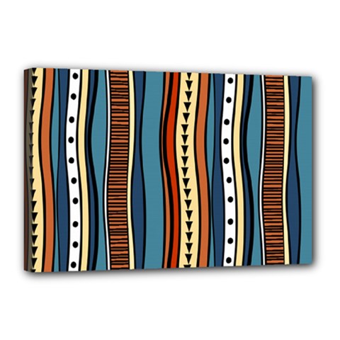 Stripes Hand Drawn Tribal Colorful Background Pattern Canvas 18  X 12  (stretched) by Vaneshart