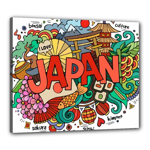 Earthquake And Tsunami Drawing Japan Illustration Canvas 24  X 20  (stretched) by Vaneshart