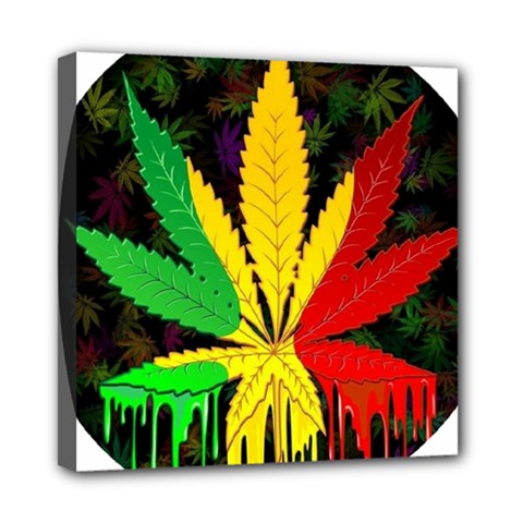 Cannabis Leaf Color Mini Canvas 8  X 8  (stretched) by Vaneshart