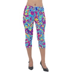 Ripple Motley Colorful Spots Abstract Lightweight Velour Capri Leggings  by Vaneshart