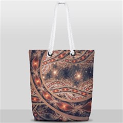 Fractal Patterns Abstract Dark Full Print Rope Handle Tote (small) by Vaneshart