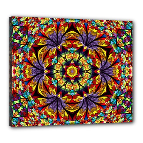 Geometric Pattern Kaleidoscope Art Mirror Image Mosaic Canvas 24  X 20  (stretched) by Vaneshart