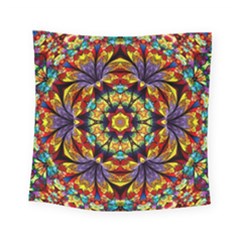 Geometric Pattern Kaleidoscope Art Mirror Image Mosaic Square Tapestry (small) by Vaneshart