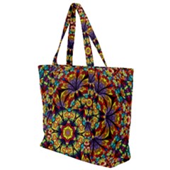Geometric Pattern Kaleidoscope Art Mirror Image Mosaic Zip Up Canvas Bag by Vaneshart