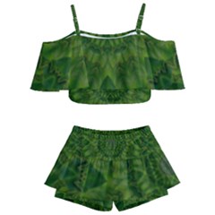 Fauna Nature Ornate Leaf Kids  Off Shoulder Skirt Bikini by pepitasart