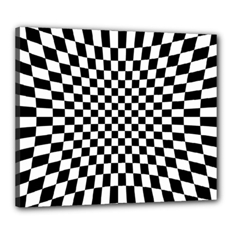 Illusion Checkerboard Black And White Pattern Canvas 24  X 20  (stretched) by Vaneshart