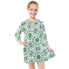 Background Texture Dots Pattern Kids  Quarter Sleeve Shirt Dress by Vaneshart