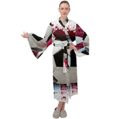 Soccer Ball With Great Britain Flag Maxi Velour Kimono by Vaneshart