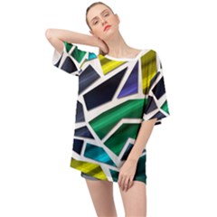 Mosaic Shapes Oversized Chiffon Top by Vaneshart