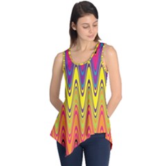Retro Colorful Waves Background Sleeveless Tunic by Vaneshart