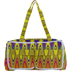 Retro Colorful Waves Background Multi Function Bag by Vaneshart