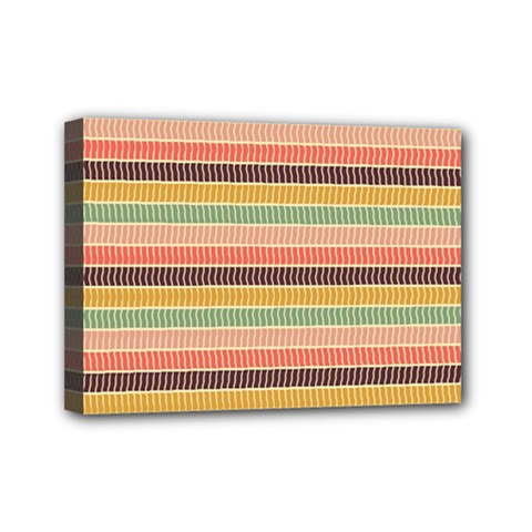 Vintage Stripes Lines Background Mini Canvas 7  X 5  (stretched) by Vaneshart