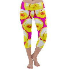 Pop Art Tennis Balls Capri Yoga Leggings by essentialimage
