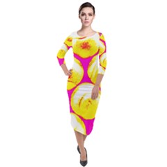Pop Art Tennis Balls Quarter Sleeve Midi Velour Bodycon Dress by essentialimage
