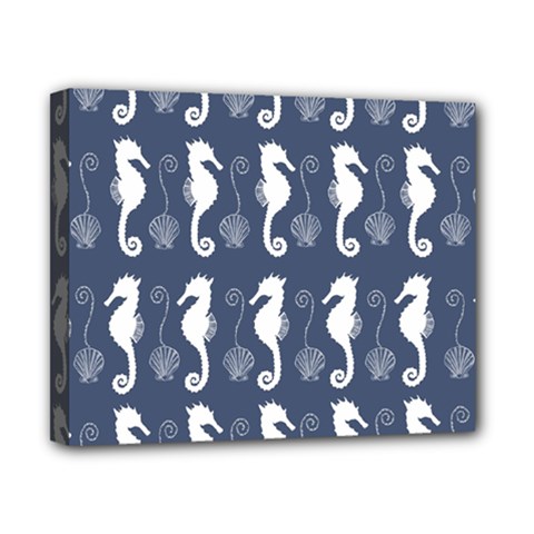 Seahorse Shell Pattern Canvas 10  X 8  (stretched) by Vaneshart