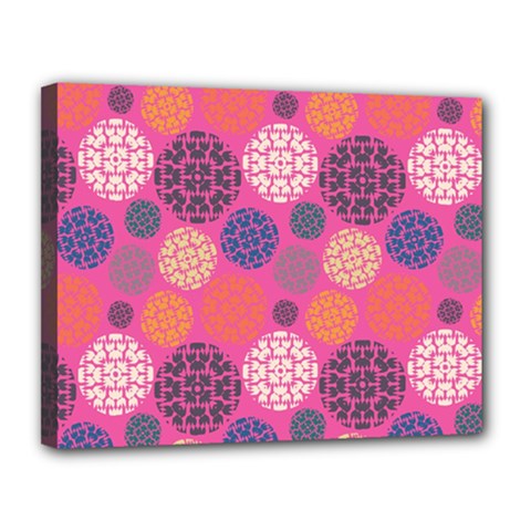 Abstract Seamless Pattern Graphic Pink Canvas 14  X 11  (stretched) by Vaneshart