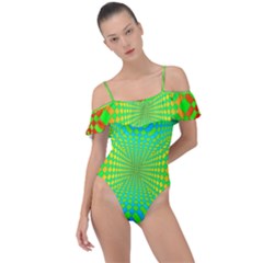 Pattern Colorful Abstract Frill Detail One Piece Swimsuit by Vaneshart