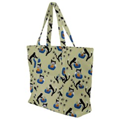 Cat And Fishbowl Zip Up Canvas Bag by bloomingvinedesign