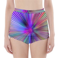 Rays Colorful Laser Ray Light High-waisted Bikini Bottoms by Bajindul
