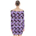 Redhead Girl Pattern Lilac Long Sleeve Off Shoulder Dress View2
