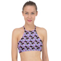 Redhead Girl Pattern Lilac Racer Front Bikini Top by snowwhitegirl