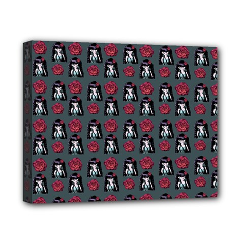 Girl Flower Pattern Grey Canvas 10  X 8  (stretched) by snowwhitegirl