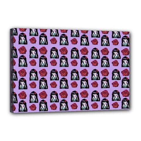 Girl Flower Pattern Lilac Canvas 18  X 12  (stretched) by snowwhitegirl