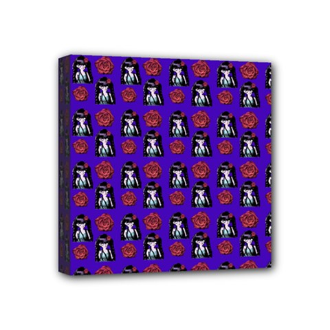 Girl Flower Pattern Royal Blue Mini Canvas 4  X 4  (stretched) by snowwhitegirl