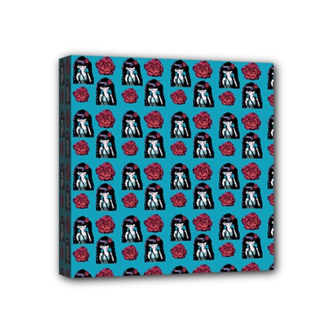 Girl Flower Pattern Blue Mini Canvas 4  X 4  (stretched) by snowwhitegirl