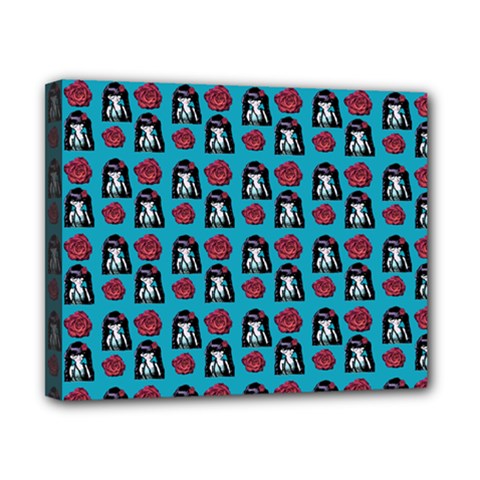 Girl Flower Pattern Blue Canvas 10  X 8  (stretched) by snowwhitegirl