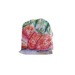 Strawberry Watercolor Figure Drawstring Pouch (small) by Wegoenart