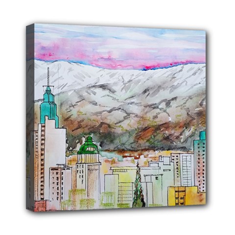 Mendoza City Argentina Mountains Mini Canvas 8  X 8  (stretched) by Wegoenart