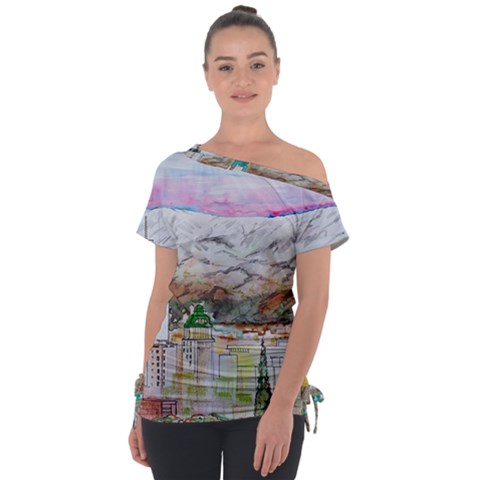 Mendoza City Argentina Mountains Tie-up Tee by Wegoenart