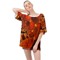 Leaf Autumn Nature Background Oversized Chiffon Top by Wegoenart