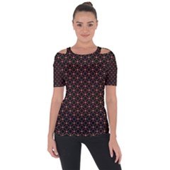 Pattern Texture Drawing Wall Shoulder Cut Out Short Sleeve Top by Wegoenart