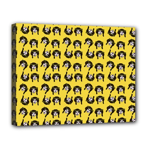 Retro Girl Daisy Chain Pattern Yellow Canvas 14  X 11  (stretched) by snowwhitegirl