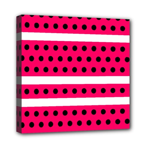 Polka Dots Two Times 3 Black Mini Canvas 8  X 8  (stretched) by impacteesstreetwearten