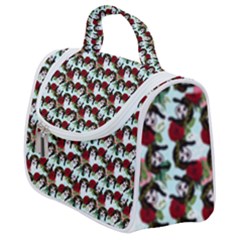 Vintage Hippie Girl Pattern Blue Satchel Handbag by snowwhitegirl