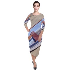 Balboa 1 2 Quarter Sleeve Midi Velour Bodycon Dress by bestdesignintheworld