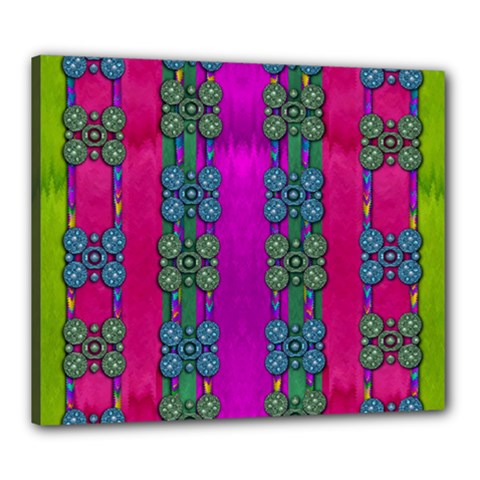 Flowers In A Rainbow Liana Forest Festive Canvas 24  X 20  (stretched) by pepitasart