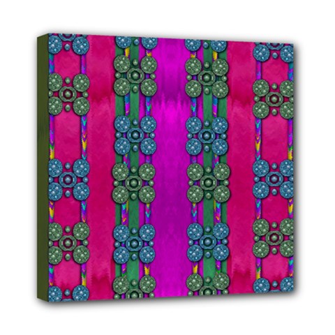 Flowers In A Rainbow Liana Forest Festive Mini Canvas 8  X 8  (stretched) by pepitasart