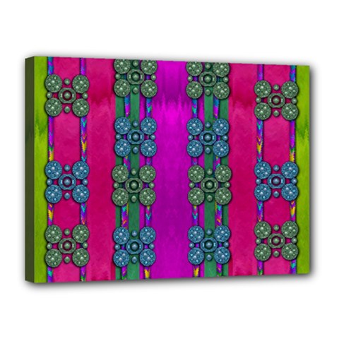 Flowers In A Rainbow Liana Forest Festive Canvas 16  X 12  (stretched) by pepitasart