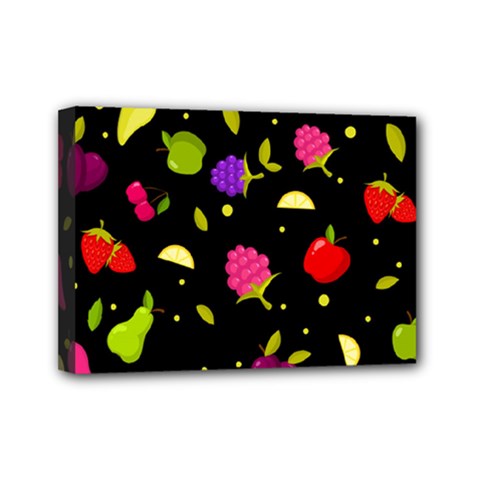 Vector Seamless Summer Fruits Pattern Colorful Cartoon Background Mini Canvas 7  X 5  (stretched) by Vaneshart